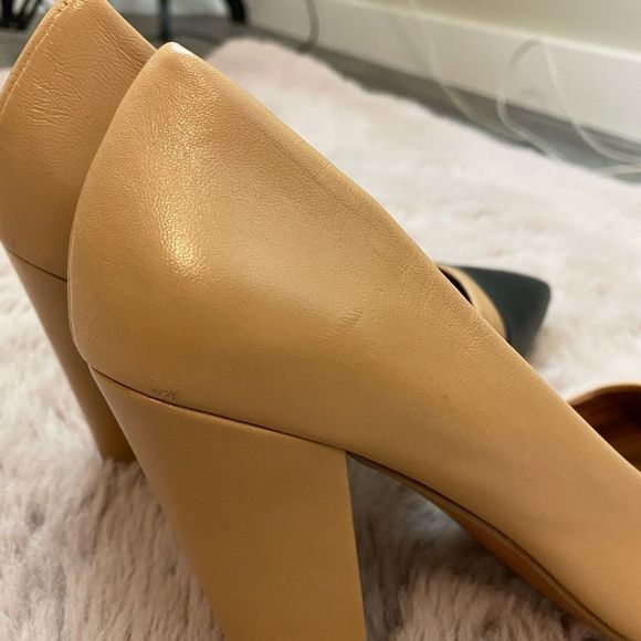 Zara Two Toned Capped Toe Chunky Heels Size 40 - Picture 6 of 11